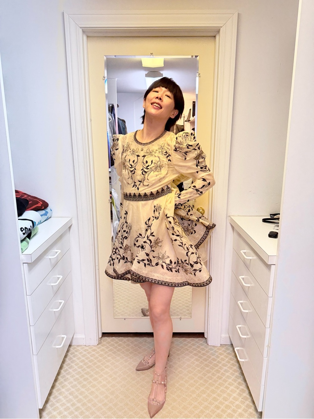 NWOT Zimmermann Beige Floral Embroidered Women's Mini Dress, Size AU 2 = M - Picture 2 of 7